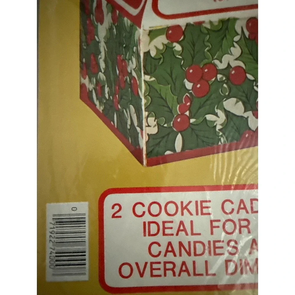 Christmas Cookie Caddies Gift Boxes Holly Berry‎ Merry Christmas NOS Vintage